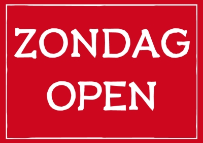 Zeefdrukken bord Middenwaard Zondag open